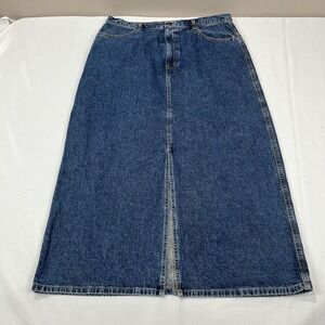 Vintage Eddie Bauer Jean Skirt Womens 18 Front Slit Denim Long Maxi Pockets Y2K